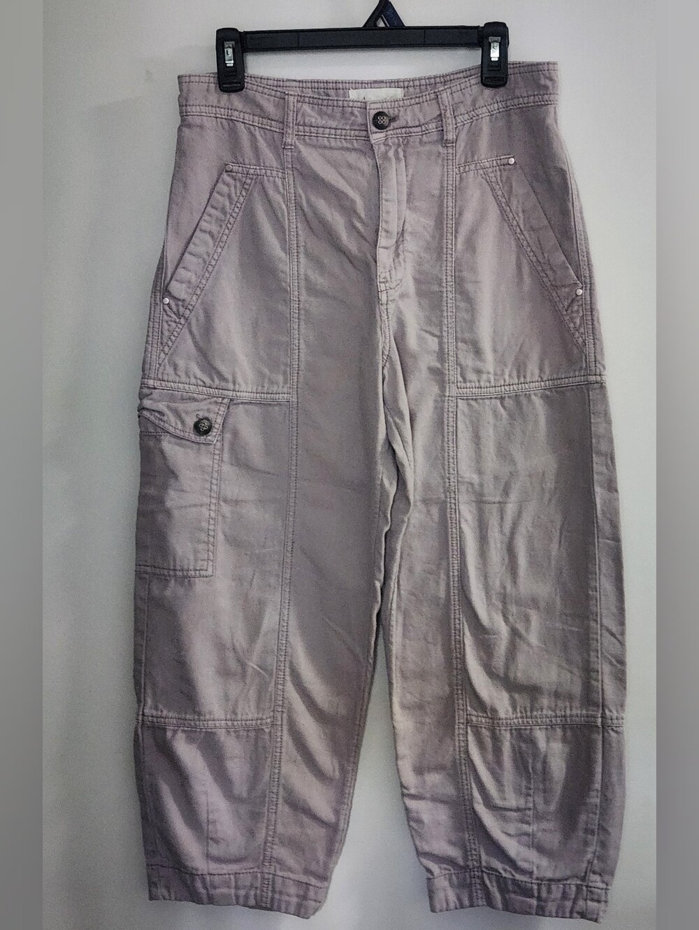anthropologie Barrel Cut Cargo Pants Gray Sz 6 Cotton